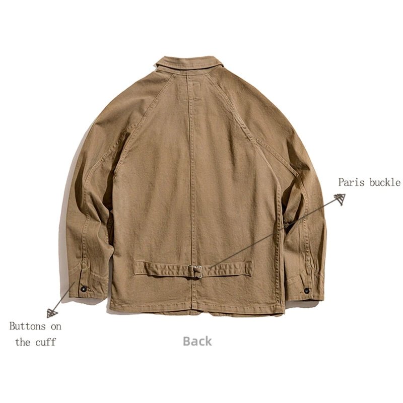 Cotton Solid Chore Coat Paris Buckle Jackets for Men - Image 6