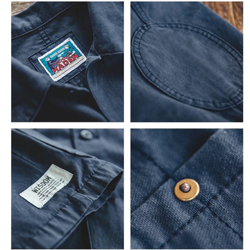 Men Jackets Cotton Navy Blue Washed Coat - Image 6