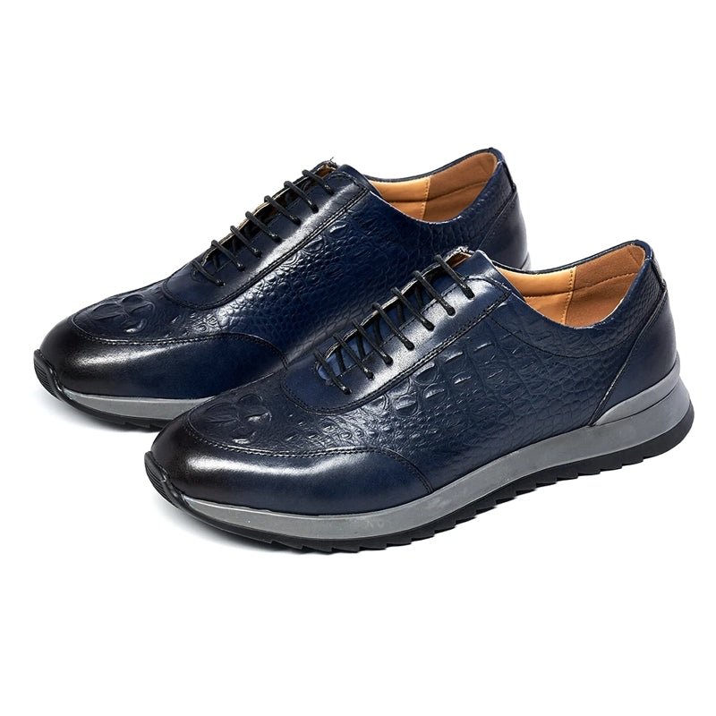 Men Genuine Leather Crocodile Pattern Casual Sneakers - Image 4