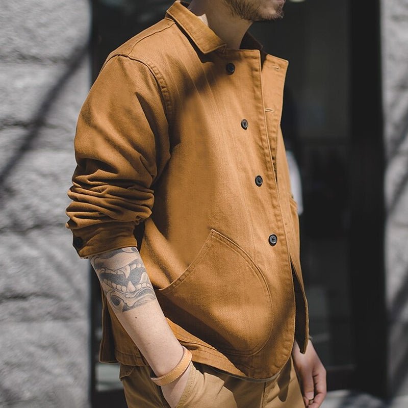 Men Work Wear Cotton Coats Multi Pocket Jacket - Image 5