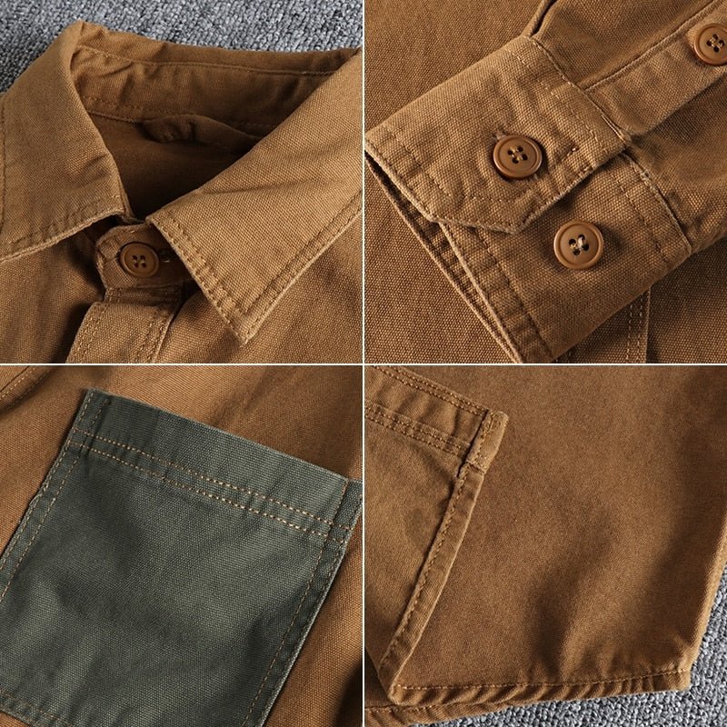 Retro Trend Youth Thin Coat Washed Grain Woven Cotton Shirt - Image 7