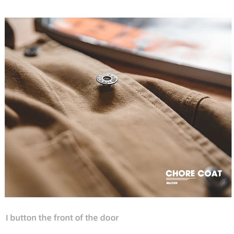 Cotton Solid Chore Coat Paris Buckle Jackets for Men - Image 8