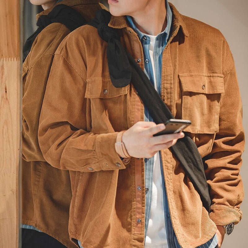 Men Vintage Corduroy Shirt Jacket - Image 4