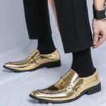 Fashion Gold, Silver, and Black Glitter Leather Rhinestone Shoes