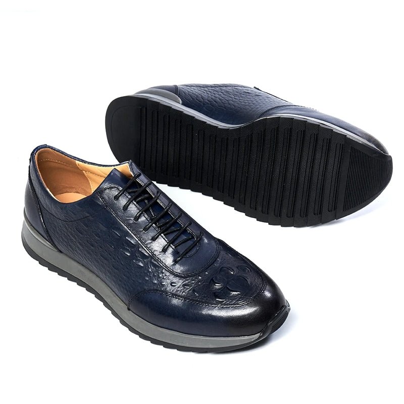 Men Genuine Leather Crocodile Pattern Casual Sneakers - Image 14