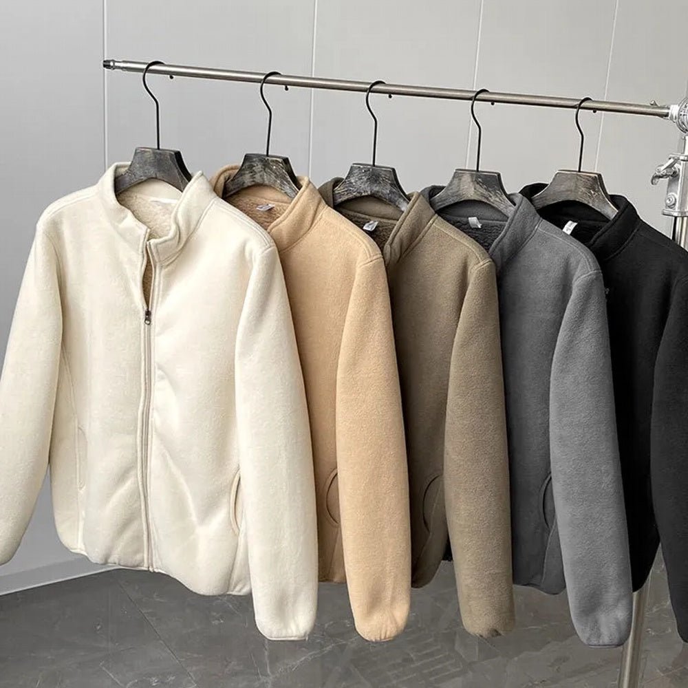 Winter Fleece Jacket Solid Color Sherpa Casual Coat - Image 3