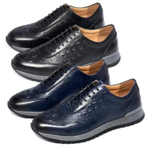 Men Genuine Leather Crocodile Pattern Casual Sneakers
