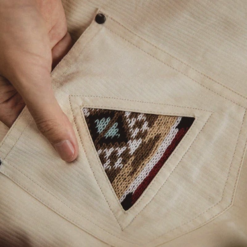 Retro Sleeve Patchwork Pocket Totem Shirt - Image 8