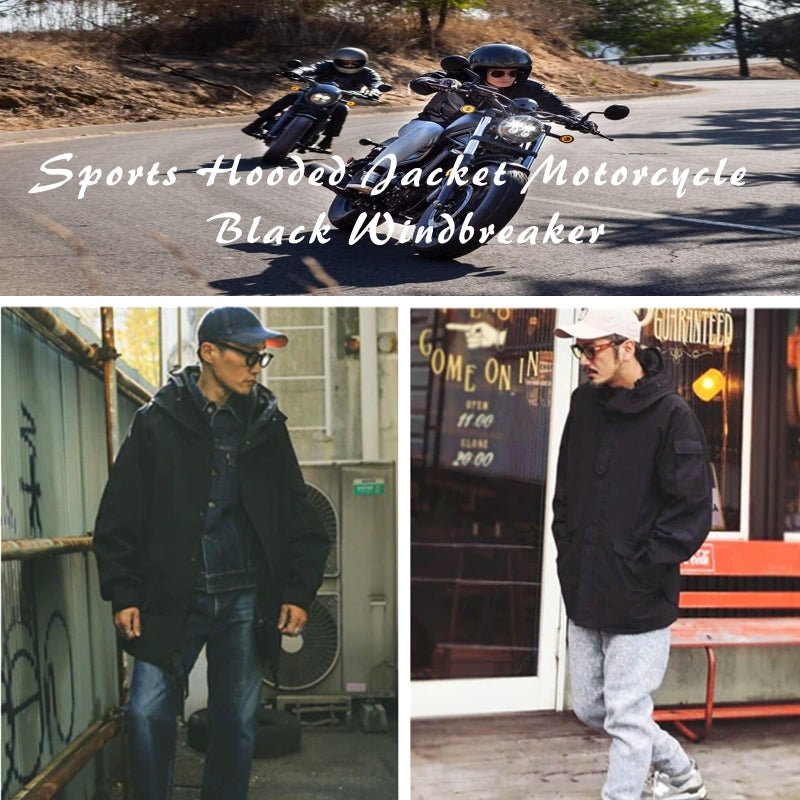 Sports Hooded Jacket Motorcycle Black Windbreaker - Image 7