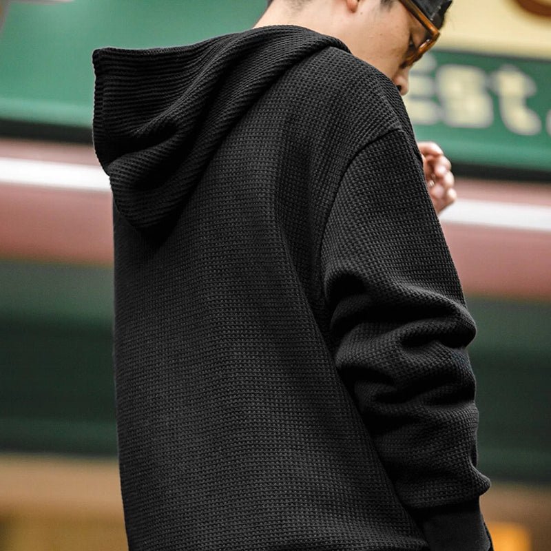 Vintage Gray Waffle Hoodies for Men Hooded Sweatshirts - Image 6