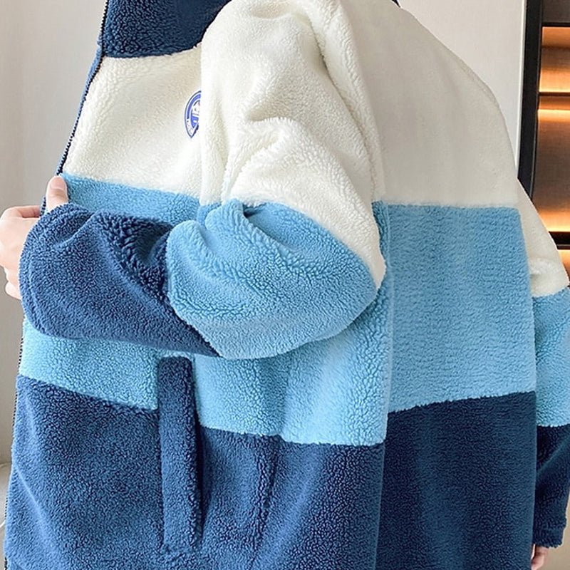 Men Winter Warm Blue Jacket Fleece Plus Size Parkas - Image 4