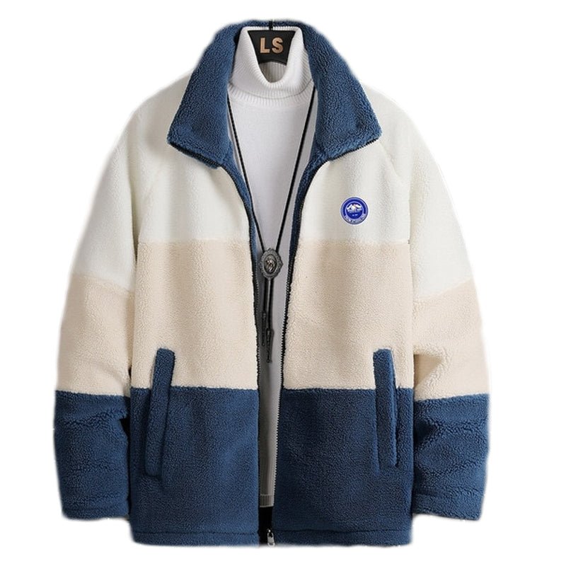 Men Winter Warm Blue Jacket Fleece Plus Size Parkas - Image 2