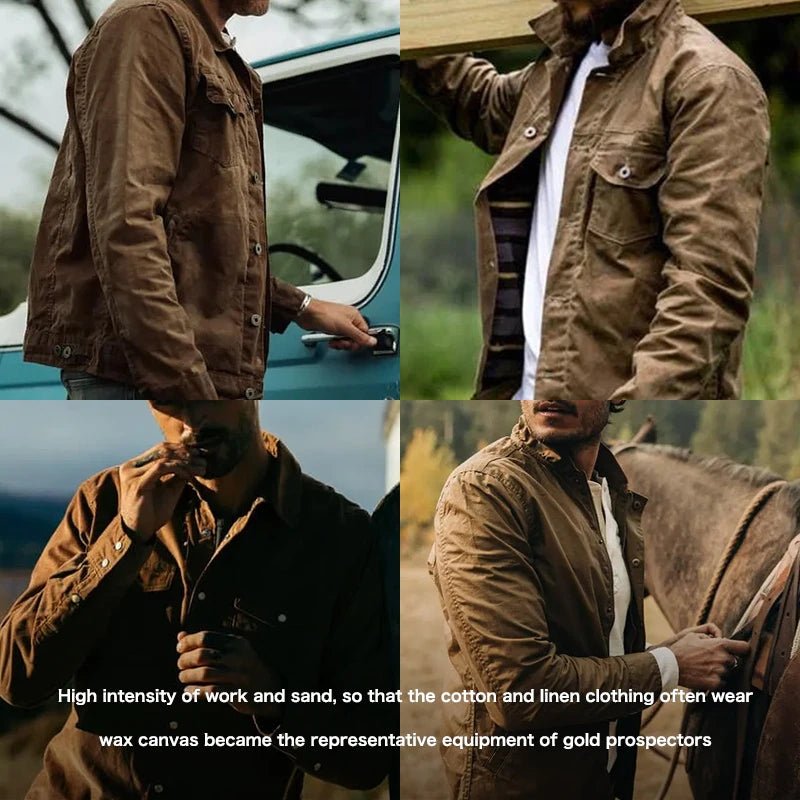 Retro Male Oil Waxed Canvas Coats Cotton Jacket - Image 13