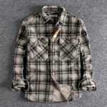 Plaid Woven Corduroy Men Shirts