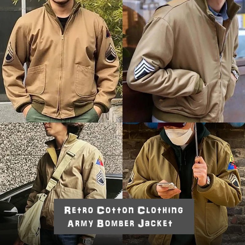 Retro Cotton Clothing Army Bomber Jacket - Image 2