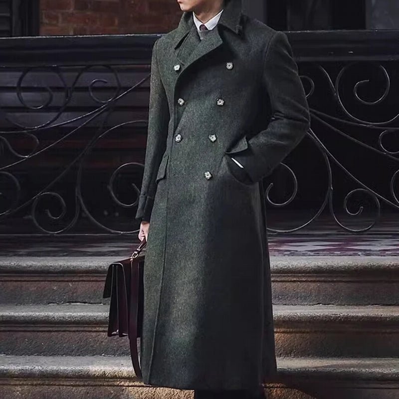 Men Double Breasted Polo Wool Blends Overcoat - Image 4