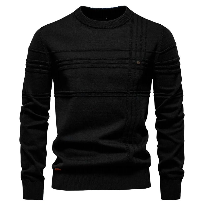 Men Crewneck Pullover Sweater Knitted Cotton Stripped - Image 6