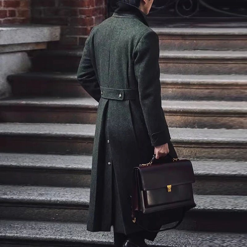 Men Double Breasted Polo Wool Blends Overcoat - Image 3
