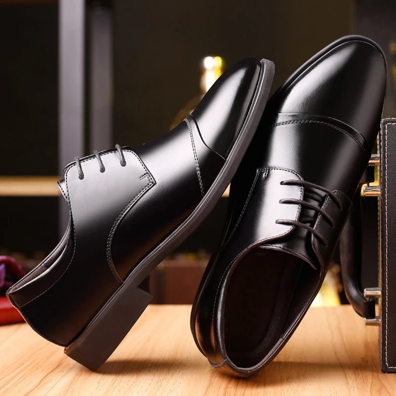 Men Formal Elevator Shoes Invisible 6cm Split Leather Shoes