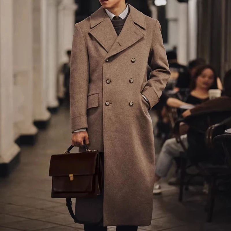 Men Double Breasted Polo Wool Blends Overcoat - Image 2