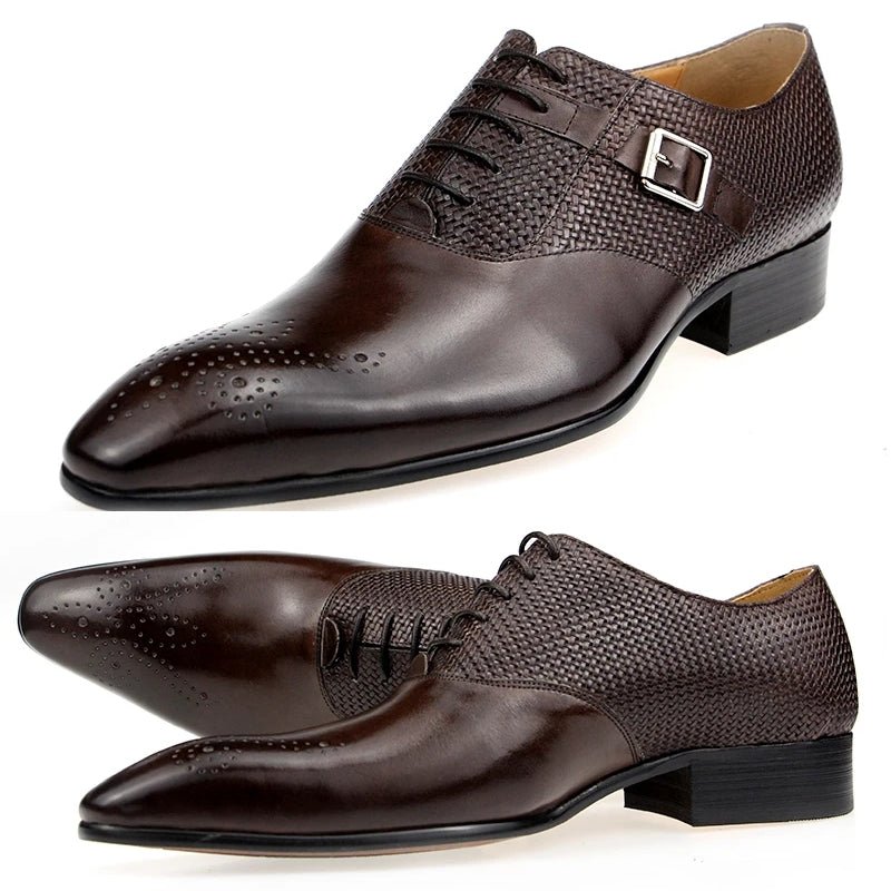 Exquisite Metal Buckle Genuine Leather Men Business Shoes