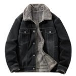 Stay Cozy in Men's Winter Denim Jacket with Fur Collar - Plus Size