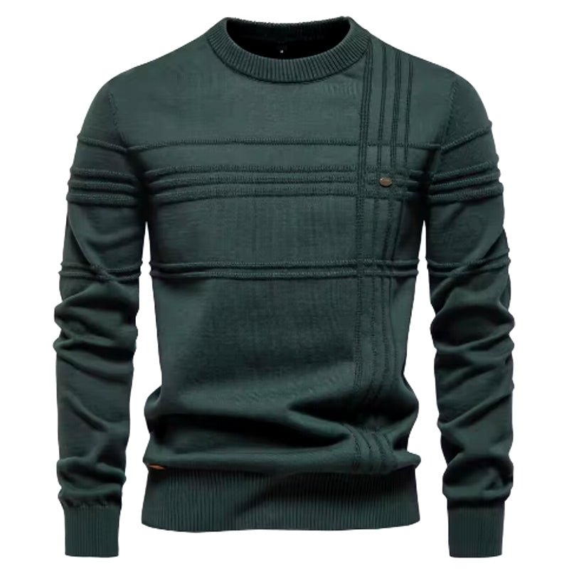 Men Crewneck Pullover Sweater Knitted Cotton Stripped - Image 4