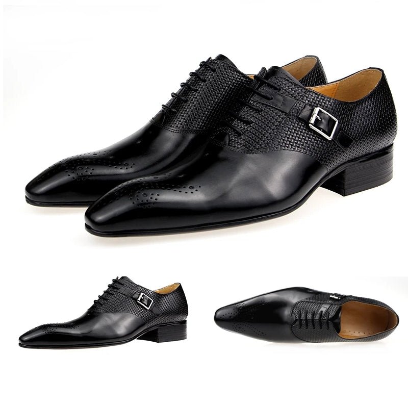 Exquisite Metal Buckle Genuine Leather Men Business Shoes - Image 3