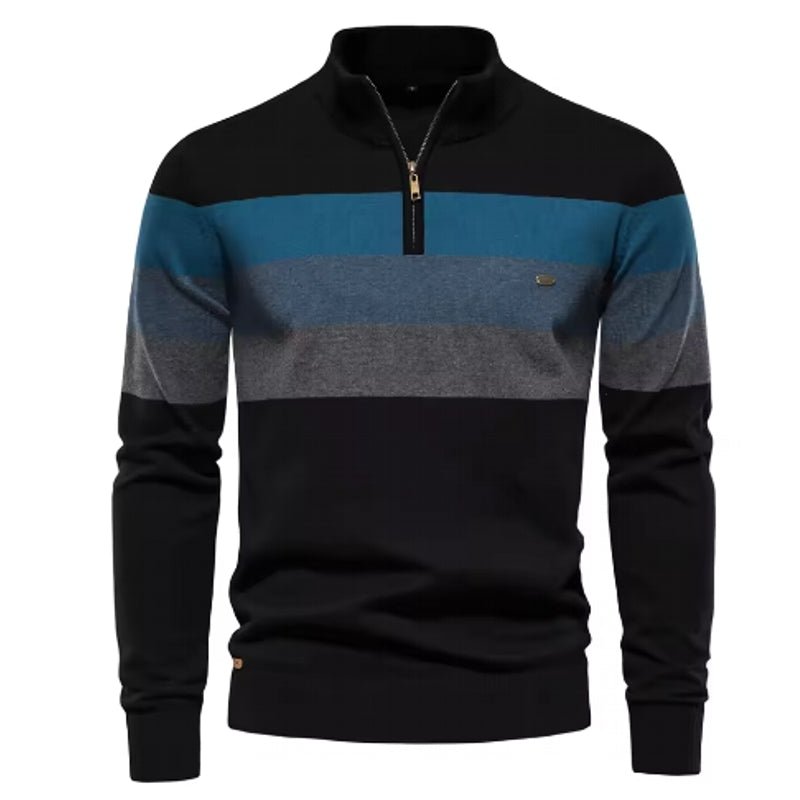 Men Cotton Mock Neck Stand Collar Sweaters - Image 8