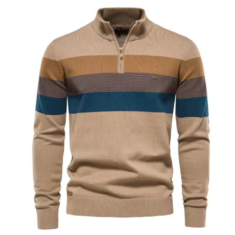 Men Cotton Mock Neck Stand Collar Sweaters - Image 2