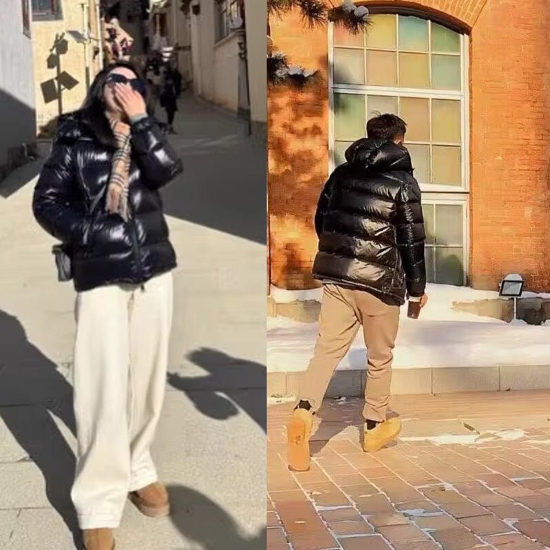 Men Trend Solid Color Short Winter Warm Hooded Parkas - Image 2