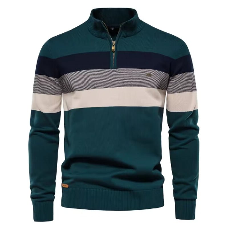 Men Cotton Mock Neck Stand Collar Sweaters - Image 7