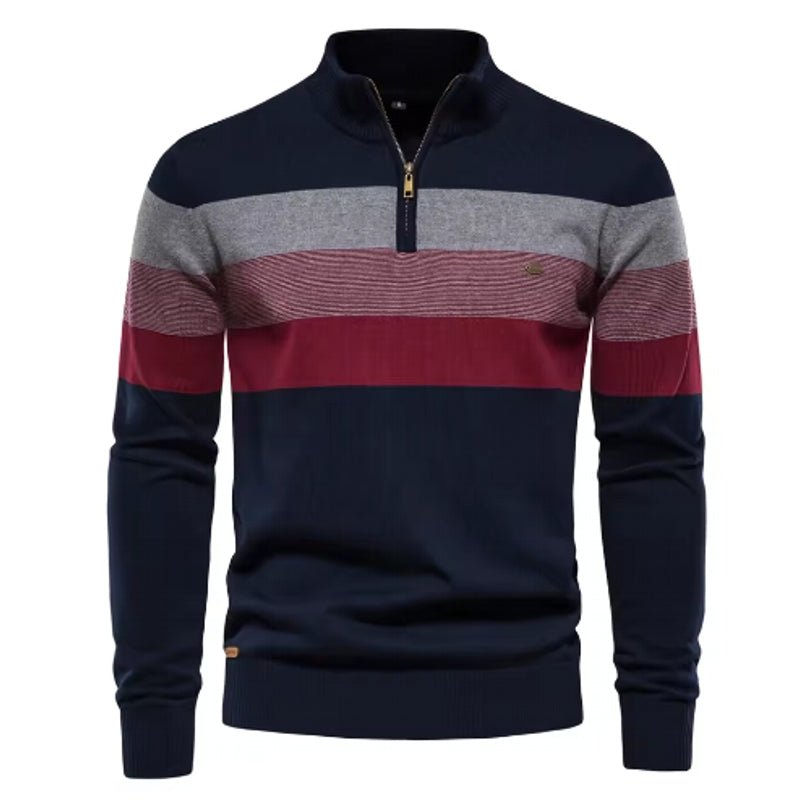Men Cotton Mock Neck Stand Collar Sweaters - Image 10