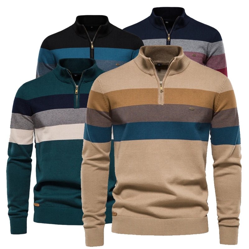 Casual Zipper Mock Neck Sweater for Men