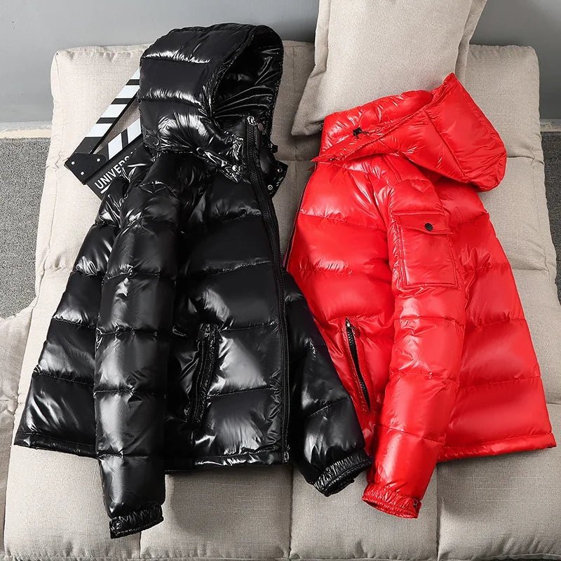 Men Trend Solid Color Short Winter Warm Hooded Parkas - Image 4
