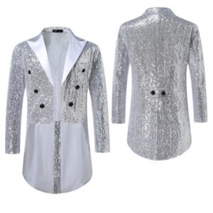 Men's Luxury Sequined Tuxedo Jacket - British Style Coat
