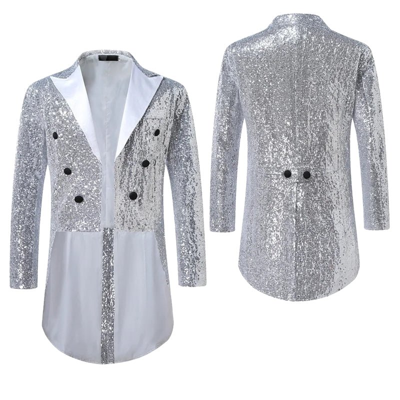Men's Luxury Sequined Tuxedo Jacket - British Style Coat