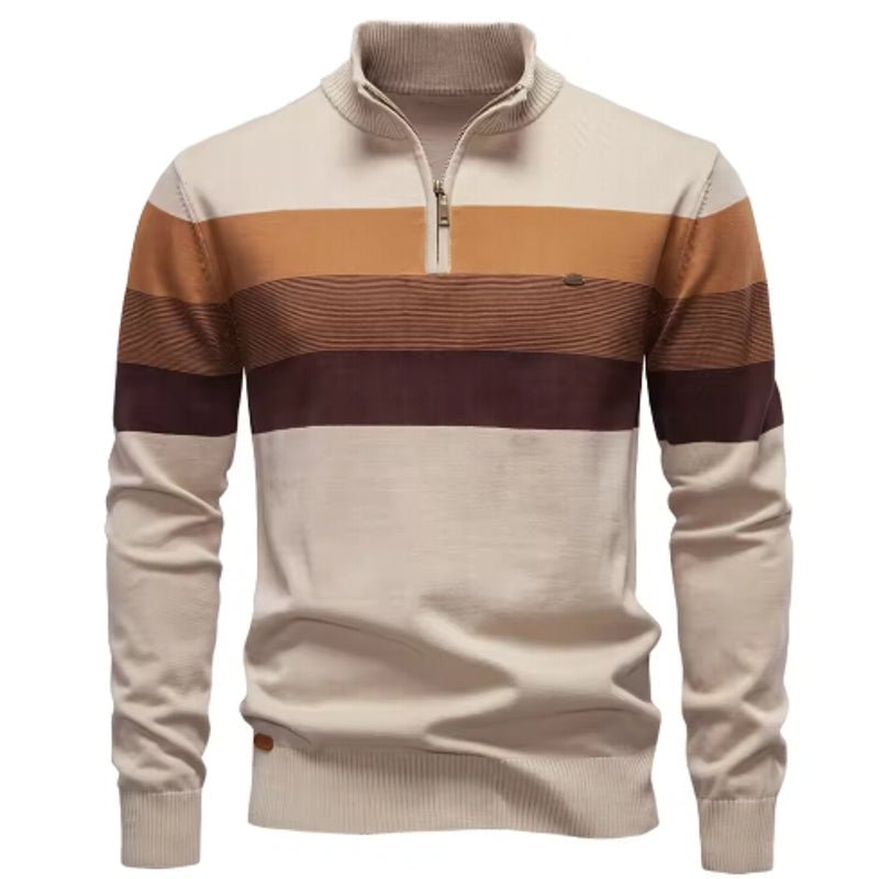 Men Cotton Mock Neck Stand Collar Sweaters - Image 4