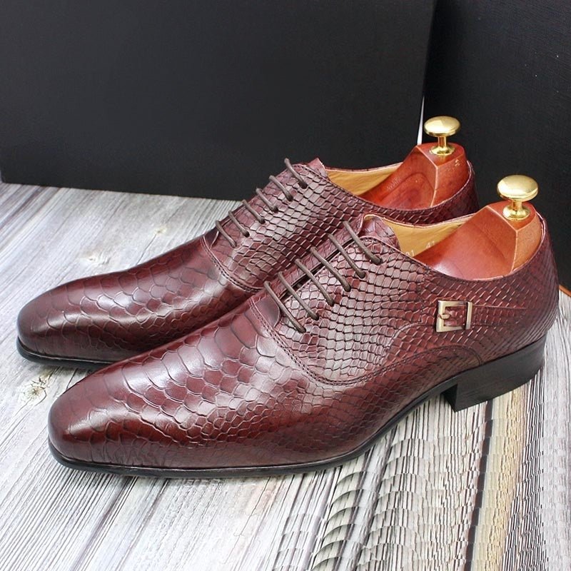Men Leather Oxford Shoes Snake Skin Print Business - Image 6