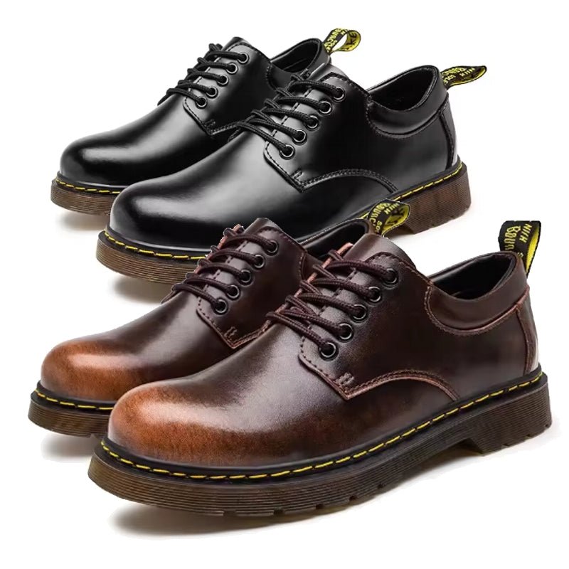 Men Genuine Leather Round Toe Walking Shoes