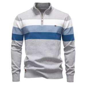 Men Cotton Mock Neck Stand Collar Sweaters