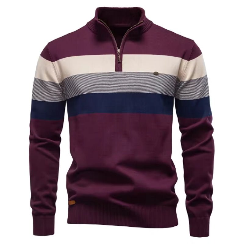 Men Cotton Mock Neck Stand Collar Sweaters - Image 5