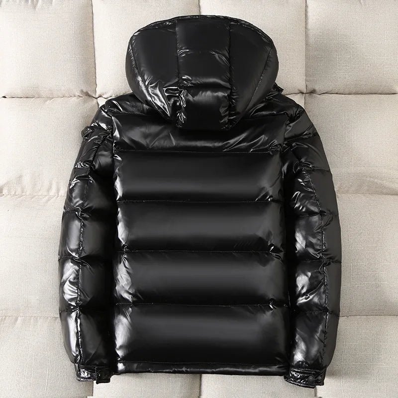 Men Trend Solid Color Short Winter Warm Hooded Parkas - Image 8
