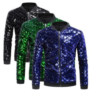 Men Shiny Black Blue Green Dance Street Wear