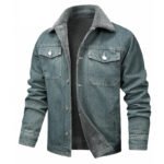 Fleece Lined Lapel Collar Denim Jacket