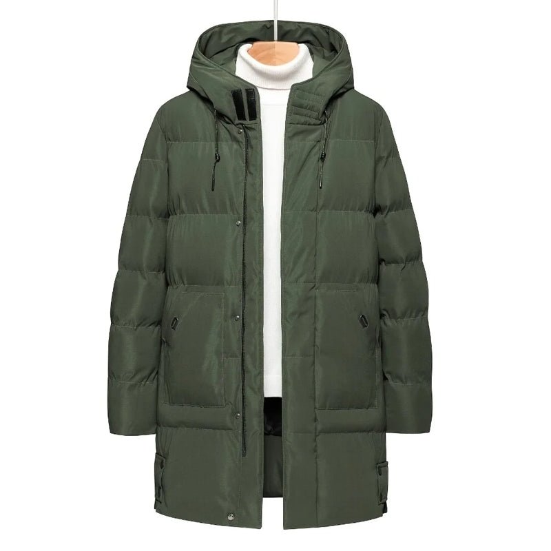 Men Heavyweight Winter Coat Hooded Long Formality - Image 4