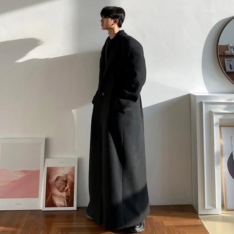 Winter Extra Long Warm Wool Blends Coat - Image 2