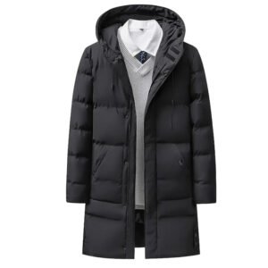 Men Heavyweight Winter Coat Hooded Long Formality