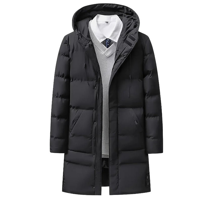 Men Heavyweight Winter Coat Hooded Long Formality