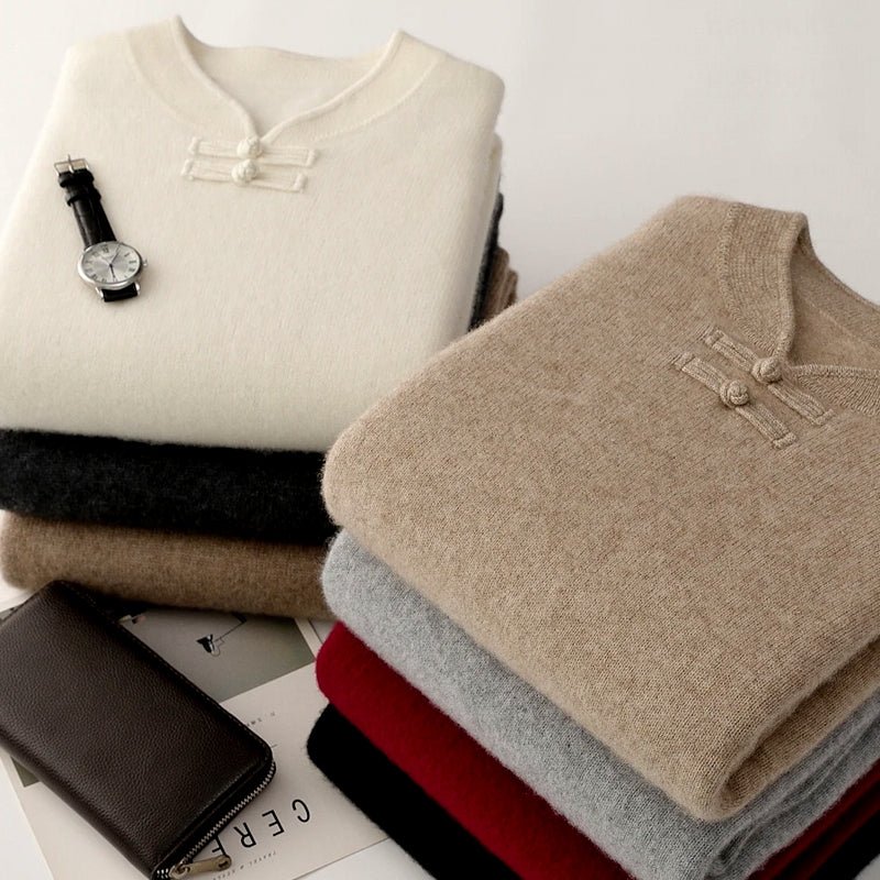 Disk Buckle Clothing Warm Leisure Men Wool Sweater